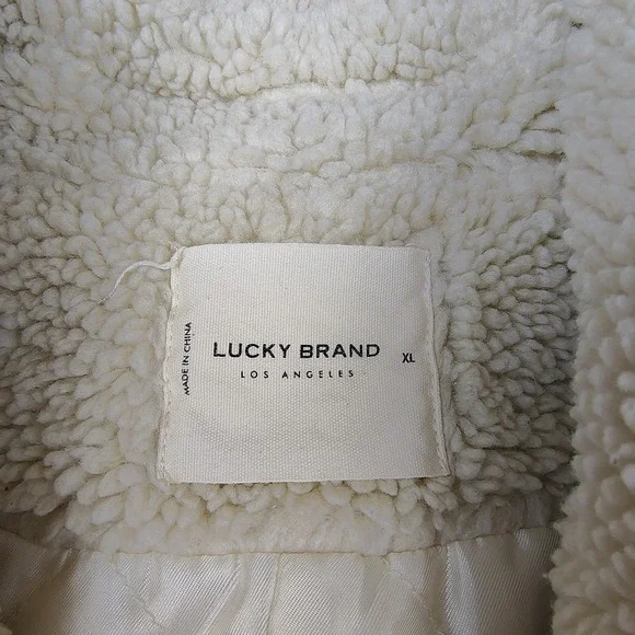 Lucky Brand Sherpa Teddy Jacket Women XL White Soft Button Up Quilted Liner Cozy - Picture 2 of 9